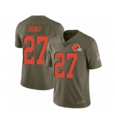 Youth Cleveland Browns #27 Kareem Hunt Limited Olive 2017 Salute to Service Football Jersey
