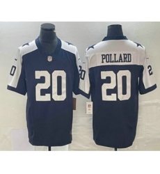 Men's Nike Dallas Cowboys #20 Tony Pollard Navy Blue Thanksgiving 2023 FUSE Vapor Limited Stitched Jersey