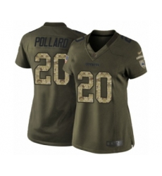 Women's Dallas Cowboys #20 Tony Pollard Limited Green Salute to Service Football Jersey