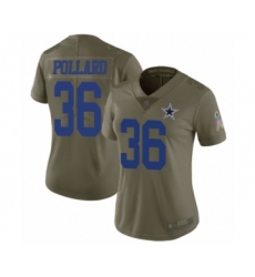 Women's Dallas Cowboys #36 Tony Pollard Limited Olive 2017 Salute to Service Football Jersey