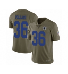 Youth Dallas Cowboys #36 Tony Pollard Limited Olive 2017 Salute to Service Football Jersey