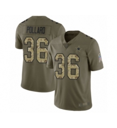 Youth Dallas Cowboys #36 Tony Pollard Limited Olive Camo 2017 Salute to Service Football Jersey