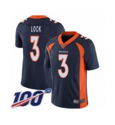 Men's Denver Broncos #3 Drew Lock Navy Blue Alternate Vapor Untouchable Limited Player 100th Season Football Jersey