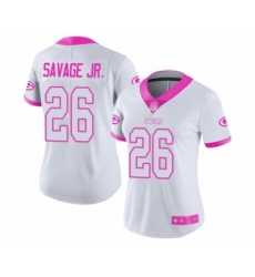 Women's Green Bay Packers #26 Darnell Savage Jr. Limited White Pink Rush Fashion Football Jersey