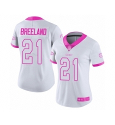 Women's Kansas City Chiefs #21 Bashaud Breeland Limited White  Pink Rush Fashion Football Jersey