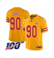 Youth Kansas City Chiefs #90 Emmanuel Ogbah Limited Gold Inverted Legend 100th Season Football Jersey