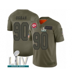 Youth Kansas City Chiefs #90 Emmanuel Ogbah Limited Olive 2019 Salute to Service Super Bowl LIV Bound Football Jersey