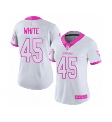 Women's Tampa Bay Buccaneers #45 Devin White Limited White Pink Rush Fashion Football Jersey