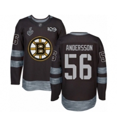 Men's Boston Bruins #56 Axel Andersson Authentic Black 1917-2017 100th Anniversary 2019 Stanley Cup Final Bound Hockey Jersey