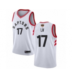 Men's Toronto Raptors #17 Jeremy Lin Swingman White 2019 Basketball Finals Bound Jersey - Association Edition