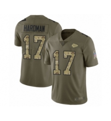Men's Kansas City Chiefs #17 Mecole Hardman Limited Olive Camo 2017 Salute to Service Football Jersey