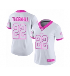 Women's Kansas City Chiefs #22 Juan Thornhill Limited White Pink Rush Fashion Football