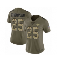Women's Kansas City Chiefs #25 Darwin Thompson Limited Olive Camo 2017 Salute to Service Football Jersey
