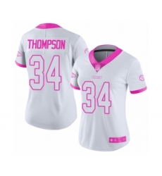 Women's Kansas City Chiefs #34 Darwin Thompson Limited White Pink Rush Fashion Football Jersey