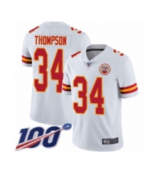Youth Kansas City Chiefs #34 Darwin Thompson White Vapor Untouchable Limited Player 100th Season Football Jersey