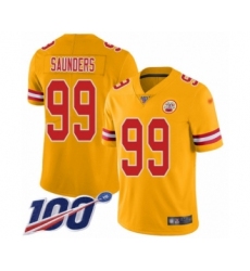 Men's Kansas City Chiefs #99 Khalen Saunders Limited Gold Inverted Legend 100th Season Football Jersey