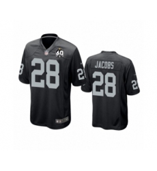 Men's Oakland Raiders #28 Josh Jacobs Game Black 60th Anniversary Team Color Football Jersey