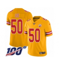 Youth Kansas City Chiefs #50 Darron Lee Limited Gold Inverted Legend 100th Season Football Jersey
