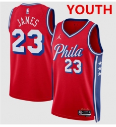 Youth Philadelphia 76ers #23 LeBron James Red 2026 Statement Edition Stitched Jersey