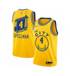 Men's Golden State Warriors #4 Omari Spellman Authentic Gold Hardwood Classics Basketball Jersey - The City Classic Edition