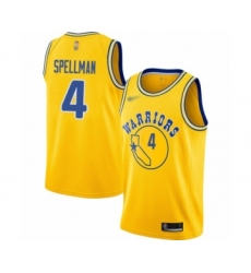 Women's Golden State Warriors #4 Omari Spellman Swingman Gold Hardwood Classics Basketball Jersey