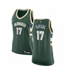 Women's Milwaukee Bucks #17 Pau Gasol Swingman Green Basketball Jersey - Icon Edition