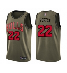 Men's Chicago Bulls #22 Otto Porter Swingman Green Salute to Service Basketball Jersey