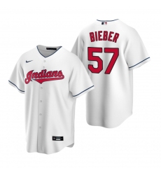 Men's Nike Cleveland Indians #57 Shane Bieber White Home Stitched Baseball Jersey