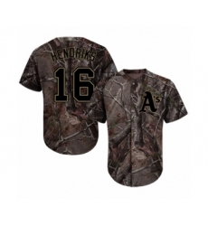 Youth Oakland Athletics #16 Liam Hendriks Authentic Camo Realtree Collection Flex Base Baseball Jersey