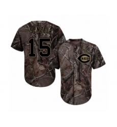Men's Cincinnati Reds #15 Nick Senzel Authentic Camo Realtree Collection Flex Base Baseball Jersey