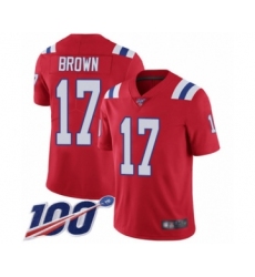 Men's New England Patriots #17 Antonio Brown Red Alternate Vapor Untouchable Limited Player 100th Season Football Jersey