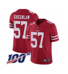 Youth San Francisco 49ers #57 Dre Greenlaw Red Team Color Vapor Untouchable Limited Player 100th Season Football Jersey