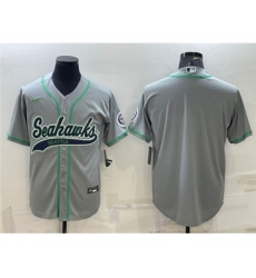 Men's Seattle Seahawks Gray With Patch Cool Base Stitched Baseball Jersey