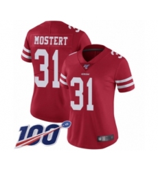 Women's San Francisco 49ers #31 Raheem Mostert Red Team Color Vapor Untouchable Limited Player 100th Season Football Jersey
