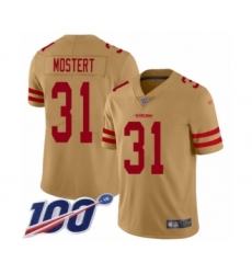 Youth San Francisco 49ers #31 Raheem Mostert Limited Gold Inverted Legend 100th Season Football Jersey