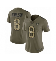 Women's Oakland Raiders #8 Daniel Carlson Limited Olive Camo 2017 Salute to Service Football Jersey