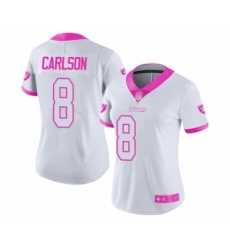Women's Oakland Raiders #8 Daniel Carlson Limited White Pink Rush Fashion Football Jersey