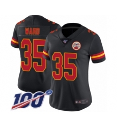 Women's Kansas City Chiefs #35 Charvarius Ward Limited Black Rush Vapor Untouchable 100th Season Football Jersey