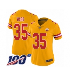 Women's Kansas City Chiefs #35 Charvarius Ward Limited Gold Inverted Legend 100th Season Football Jersey
