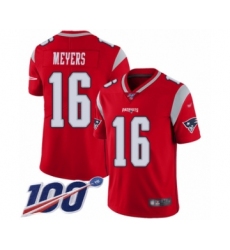 Men's New England Patriots #16 Jakobi Meyers Limited Red Inverted Legend 100th Season Football Jersey