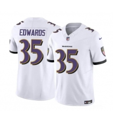 Men's Baltimore Ravens #35 Gus Edwards White 2023 F.U.S.E. Vapor Limited Football Stitched Jersey
