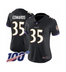 Women's Baltimore Ravens #35 Gus Edwards Black Alternate Vapor Untouchable Limited Player 100th Season Football Jersey