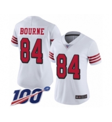 Women's San Francisco 49ers #84 Kendrick Bourne Limited White Rush Vapor Untouchable 100th Season Football Jersey