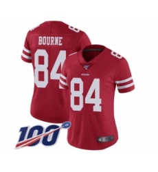 Women's San Francisco 49ers #84 Kendrick Bourne Red Team Color Vapor Untouchable Limited Player 100th Season Football Jersey