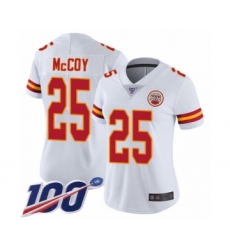 Women's Kansas City Chiefs #25 LeSean McCoy White Vapor Untouchable Limited Player 100th Season Football Jersey