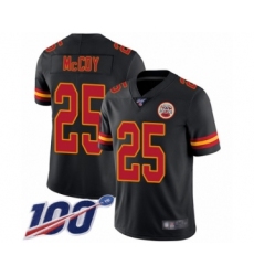 Youth Kansas City Chiefs #25 LeSean McCoy Limited Black Rush Vapor Untouchable 100th Season Football Jersey