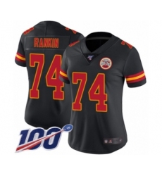 Women's Kansas City Chiefs #74 Martinas Rankin Limited Black Rush Vapor Untouchable 100th Season Football Jersey