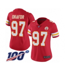 Women's Kansas City Chiefs #97 Alex Okafor Red Team Color Vapor Untouchable Limited Player 100th Season Football Jersey