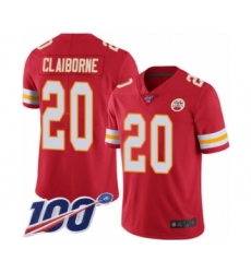Men's Kansas City Chiefs #20 Morris Claiborne Red Team Color Vapor Untouchable Limited Player 100th Season Football Jersey
