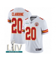 Men's Kansas City Chiefs #20 Morris Claiborne White Vapor Untouchable Limited Player Super Bowl LIV Bound Football Jersey